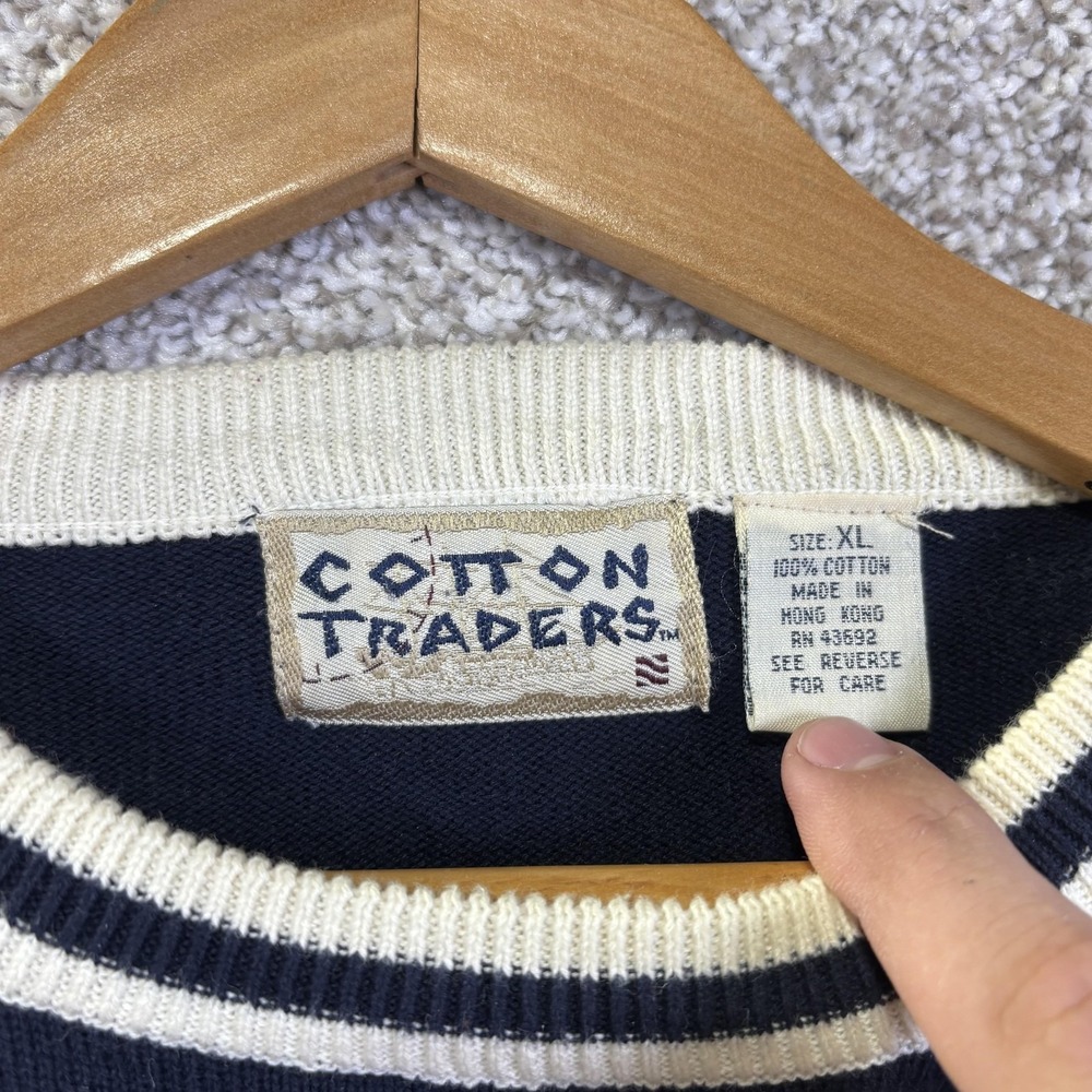 Vintage Cotton Traders Sweater Mens XL USA Flag Crewneck Knit 90s Hong‎ Kong - Picture 3 of 7
